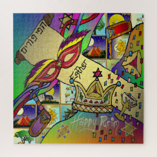 Puzzle Purim Esther Celebración Arte ligero Imprimir