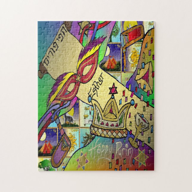 Puzzle Purim Esther Celebración Arte ligero Imprimir (Vertical)