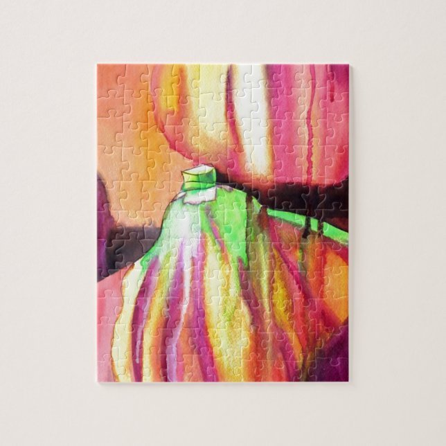 Puzzle Purple Figs original watercolor art drip painting (Vertical)