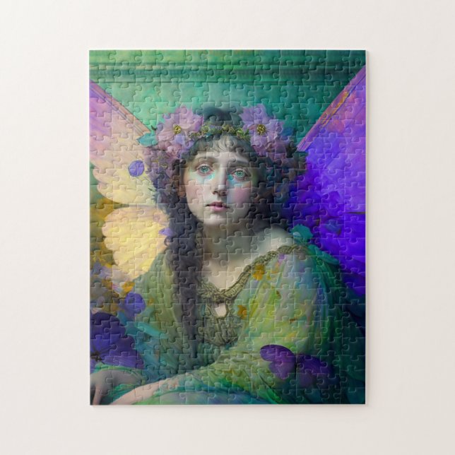 Puzzle Purple Green Fairy Fantasy Art (Vertical)