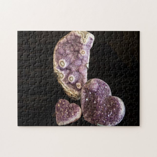 Puzzle Purple Heart Crystals - Amethyst Gemstones (Horizontal)