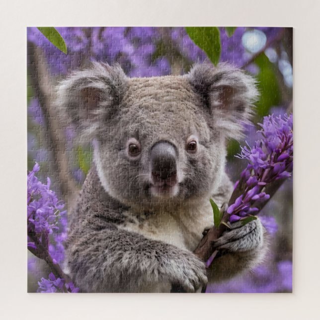 Puzzle Purple Jacaranda Koala Bear, (Vertical)