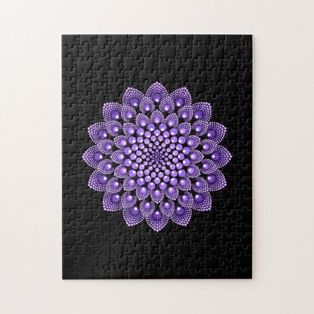 Puzzle Purple Mandala Round Gypsy Indian Bohemian Gift (Vertical)