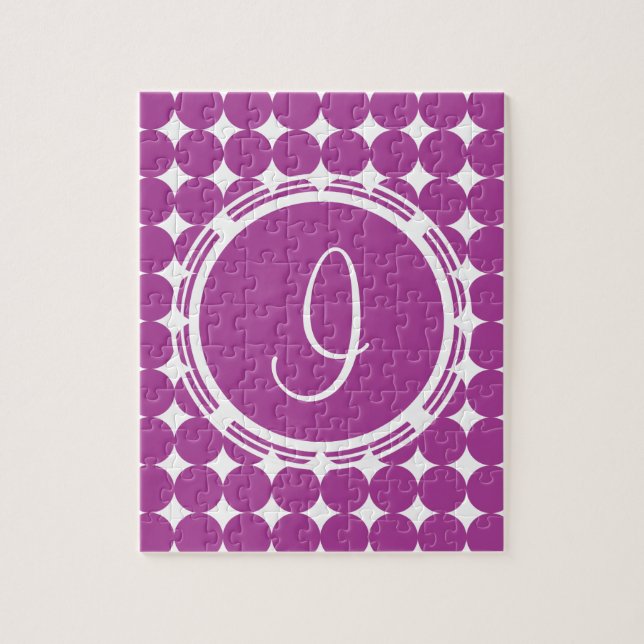 Puzzle Purple Polka Dot Monogram (Vertical)