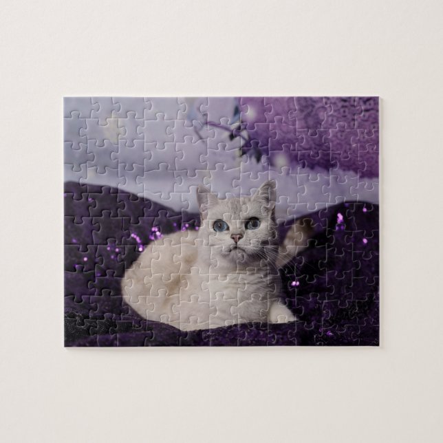 Puzzle Purple XMAS Cats (Horizontal)