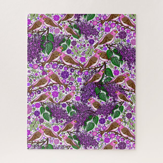Puzzle Púrpura, Lilacs - Pájaro y flor del estado de NH (Vertical)