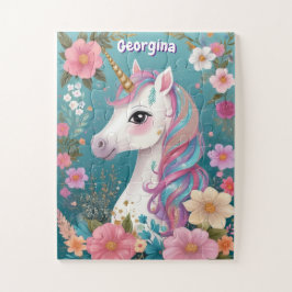 Puzzle Purpurina Cute Floral Unicorn Niños Personalizados