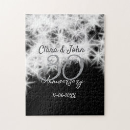 Puzzle Purpurina de aniversario de 30 bodas gris plateado