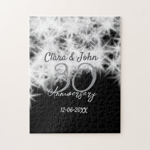 Puzzle Purpurina de aniversario de 30 bodas gris plateado