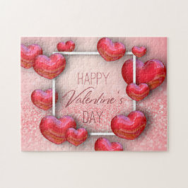 Puzzle Purpurina de corazones 3D del Día de San Valentín 