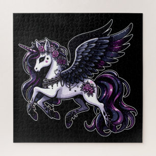 Puzzle Purpurina de unicornio cósmico pegasus oscuro