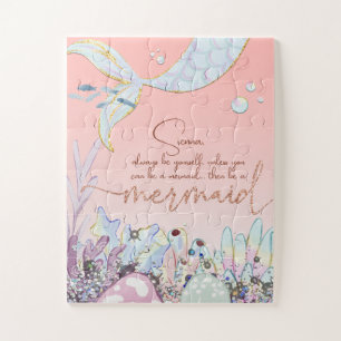 Puzzle Purpurina Pastel personalizado "Sé una Sirena"