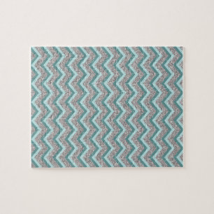 Puzzle Purpurina plateado y ZigZag Verde azulado
