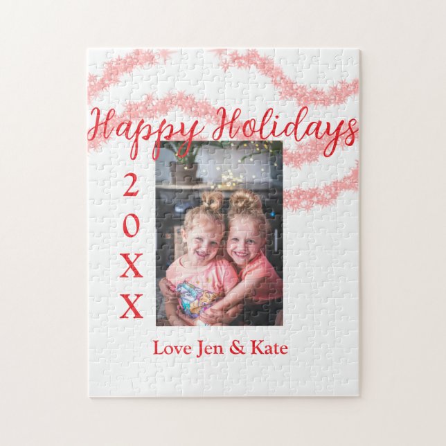 Puzzle Purpurina rojo niños foto familiar feliz nombre de (Vertical)