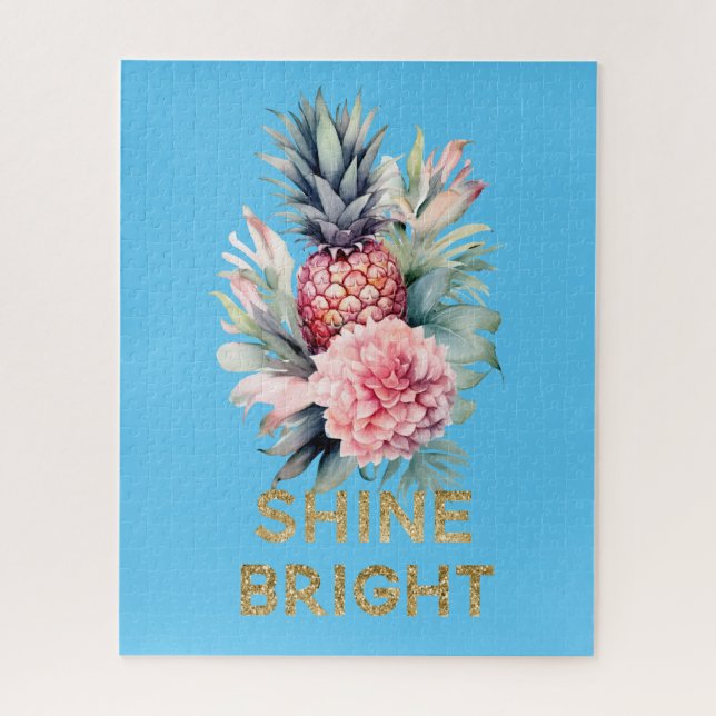 Puzzle Purpurina Tropical de Oro Shine Pineapple (Vertical)