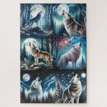PUZZLE: Collage de 6 paneles del lobo aullador 