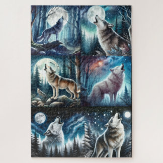 Puzzle PUZZLE: Collage de 6 paneles del lobo aullador 