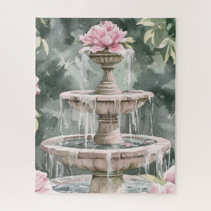Puzzle PUZZLE: Fuente de jardín de acuarela para mujeres