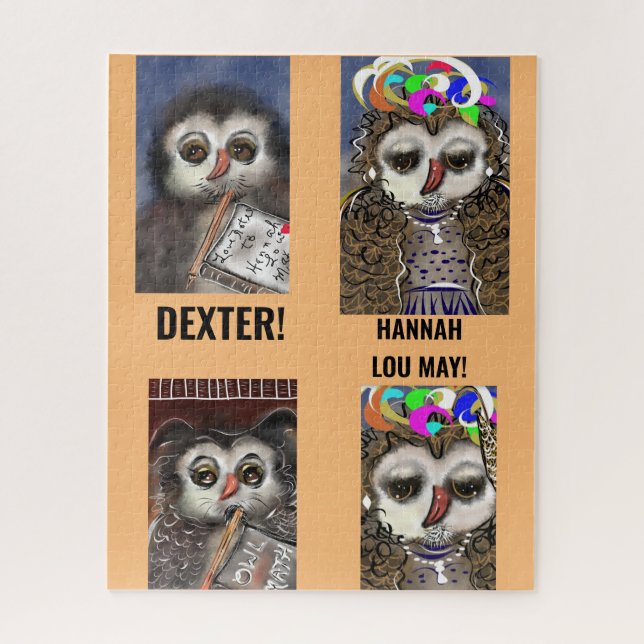 Puzzle ¡Puzzle Funny, lindo OWLS! ¡DEXTER, HANNAH LOU PUE (Vertical)