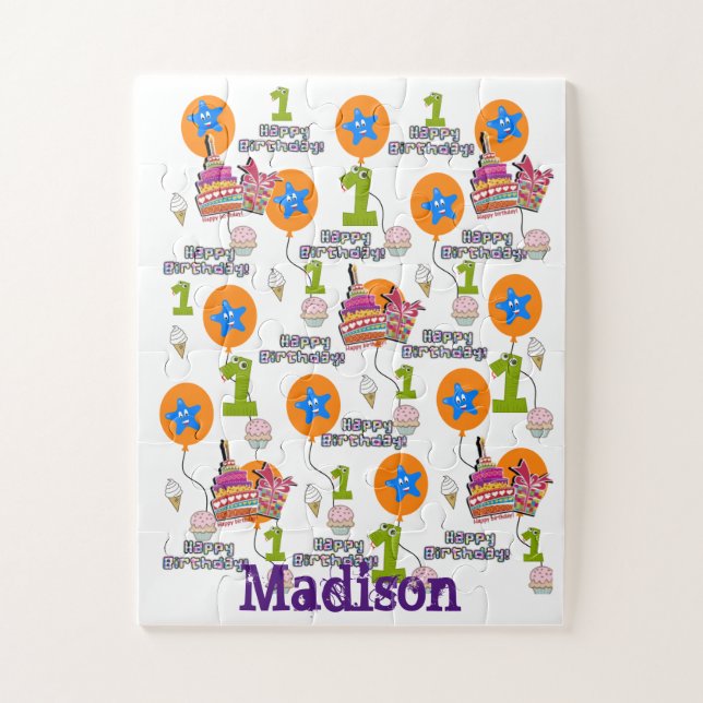 Puzzle Puzzles, Feliz Primer Cumpleaños, #1 Cumpleaños Bl (Vertical)