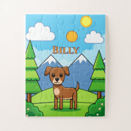 Puzzle PUZZLES: NIÑOS Perrito lindo y montañas