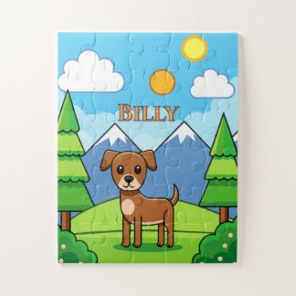 Puzzle PUZZLES: NIÑOS Perrito lindo y montañas