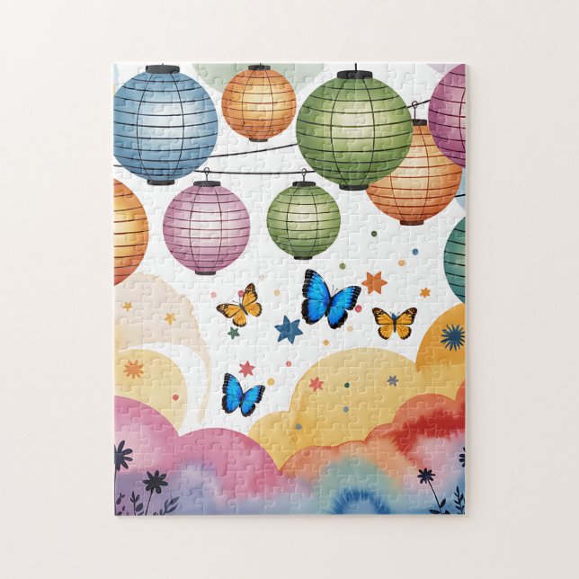Puzzle PUZZLES: PARA NIÑOS: Linternas y mariposas rompeca (Vertical)