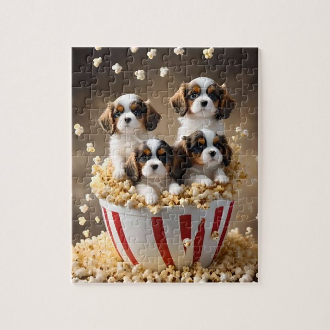 Puzzle Quads Cavalier Puppies Españoles En El Cachorro, (Vertical)