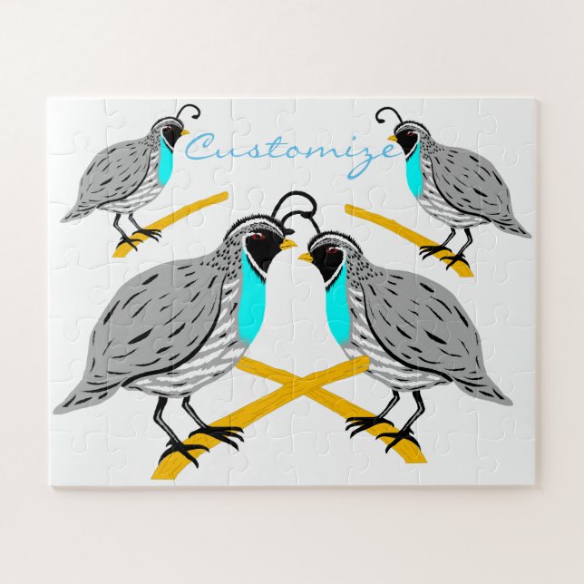 Puzzle Quail Thunder_Cove de Bobwhite Blue (Horizontal)