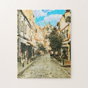 Puzzle Quaint City Street Después De La Lluvia