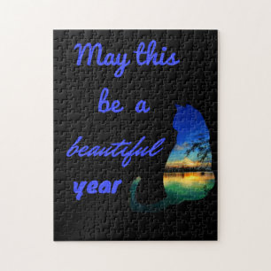 Puzzle Que este sea un hermoso año gato de aguas tópicas