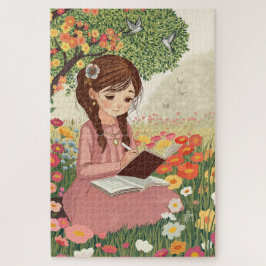 Puzzle Quebra-Cabeça Menina no Jardim