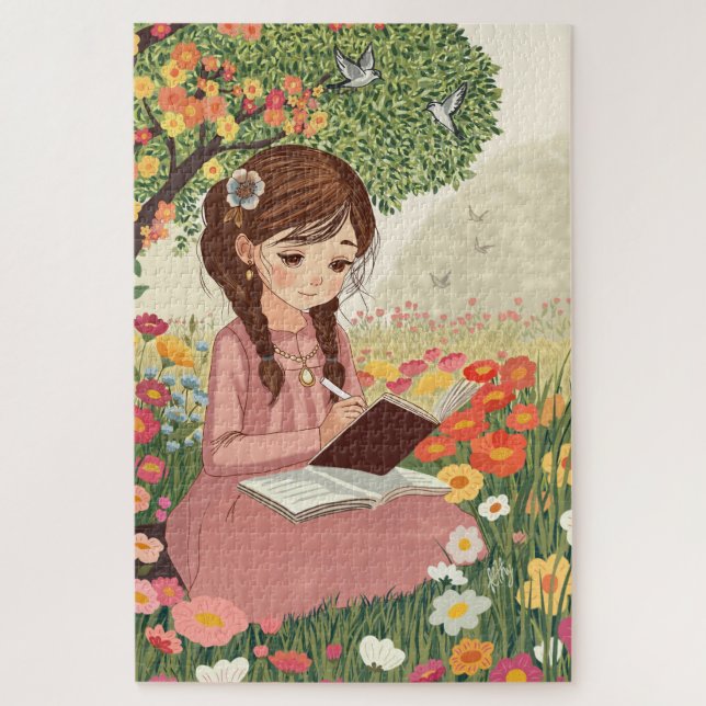 Puzzle Quebra-Cabeça Menina no Jardim (Vertical)