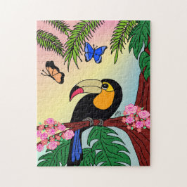 Puzzle Quebra-Cabeça Tucano e borboletas