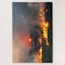 Puzzle Quema de pradera de Kansas al atardecer