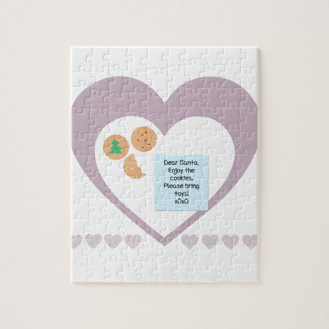 Puzzle Queridos Santa Cookies Traen Juguetes Corazón Púrp (Vertical)