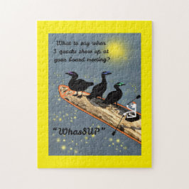 Puzzle "QuésUP" con patos en la tabla SUP