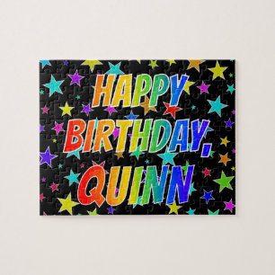 Puzzle "QUINN" Nombre, Diversión "FELIZ CUMPLEAÑOS"