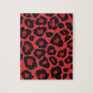 Puzzle RAB Rockabilly Estampado Leopardo Rojo Negro