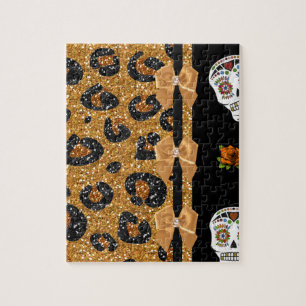 Puzzle RAB Rockabilly Oro Estampado de Leopardo Calaveras