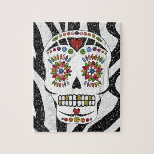 Puzzle RAB Rockabilly Sugar Skull en Estampado de Cebra