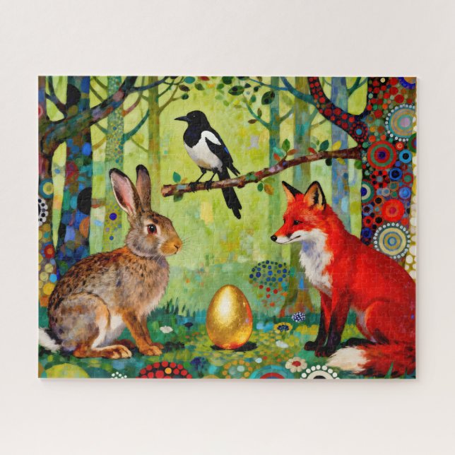 Puzzle Rabbit, Magpie, Fox and “The Forest’s Secret”  (Horizontal)