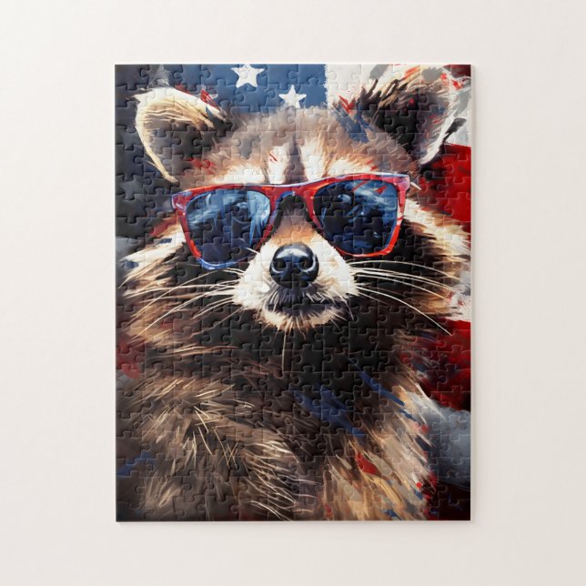 Puzzle Raccoon 4 de julio Día de la Independencia (Vertical)