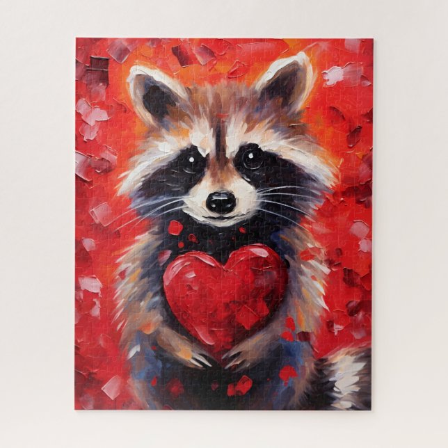 Puzzle Raccoon Día de San Valentín (Vertical)