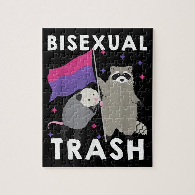 Puzzle Raccoon LGBT arcoiris del orgullo gay de la basura (Vertical)