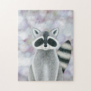 Puzzle raccoon (retrato de animales de bosque)