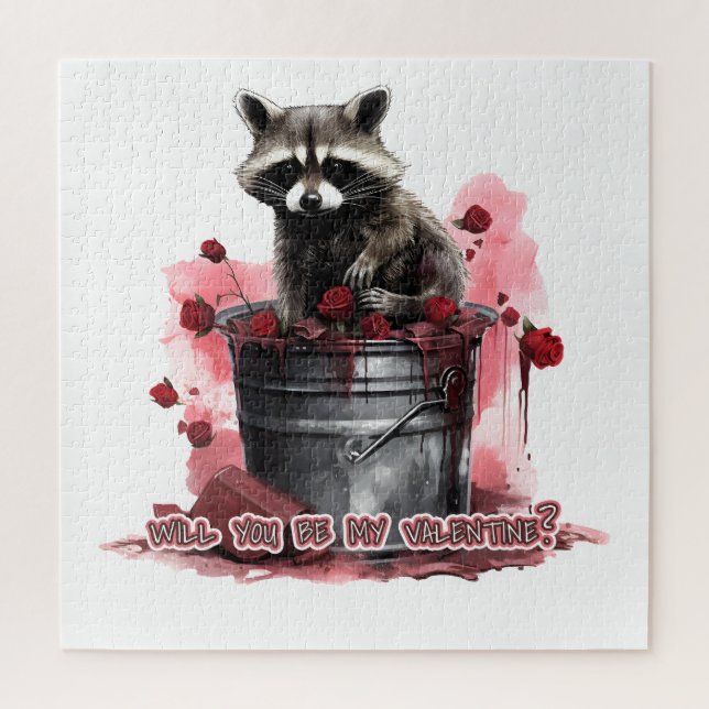 Puzzle Raccoon ¿Serás mi San Valentín? (Vertical)