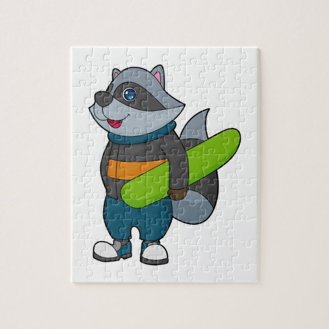 Puzzle Racoon como Snowboard con Snowboard (Vertical)