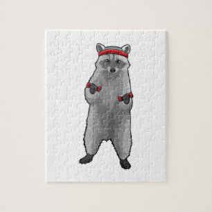 Puzzle Racoon en Gimnasio con campanas de púas