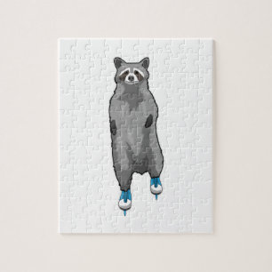 Puzzle Racoon en patinaje sobre hielo con patines de hiel